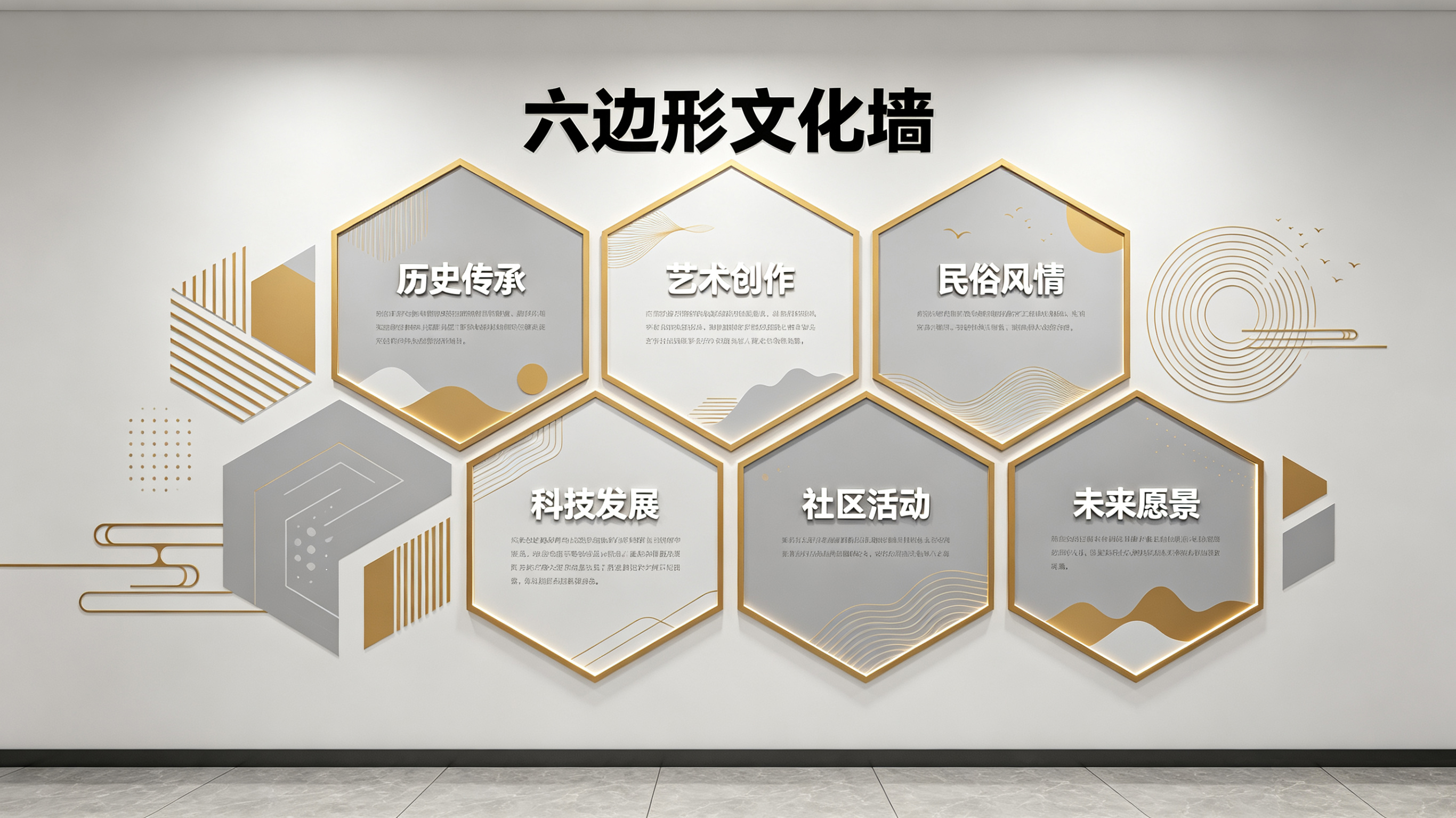 蒲城企业文化墙 | 六边形信息美学